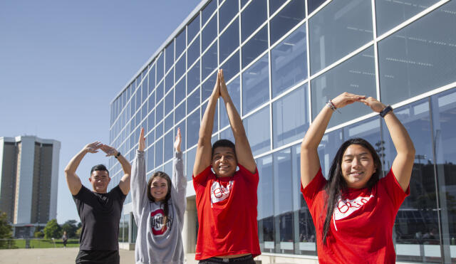 Students doing O-H-I-O