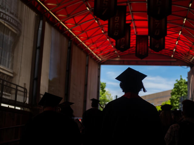 Wide Shot of a Student at Commencement