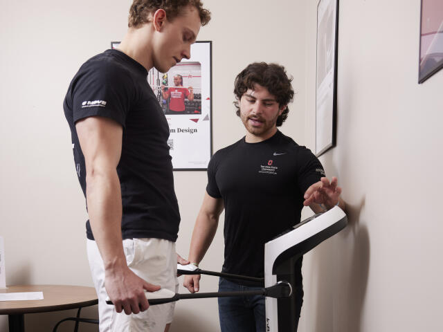 Person standing on InBody assessment machine