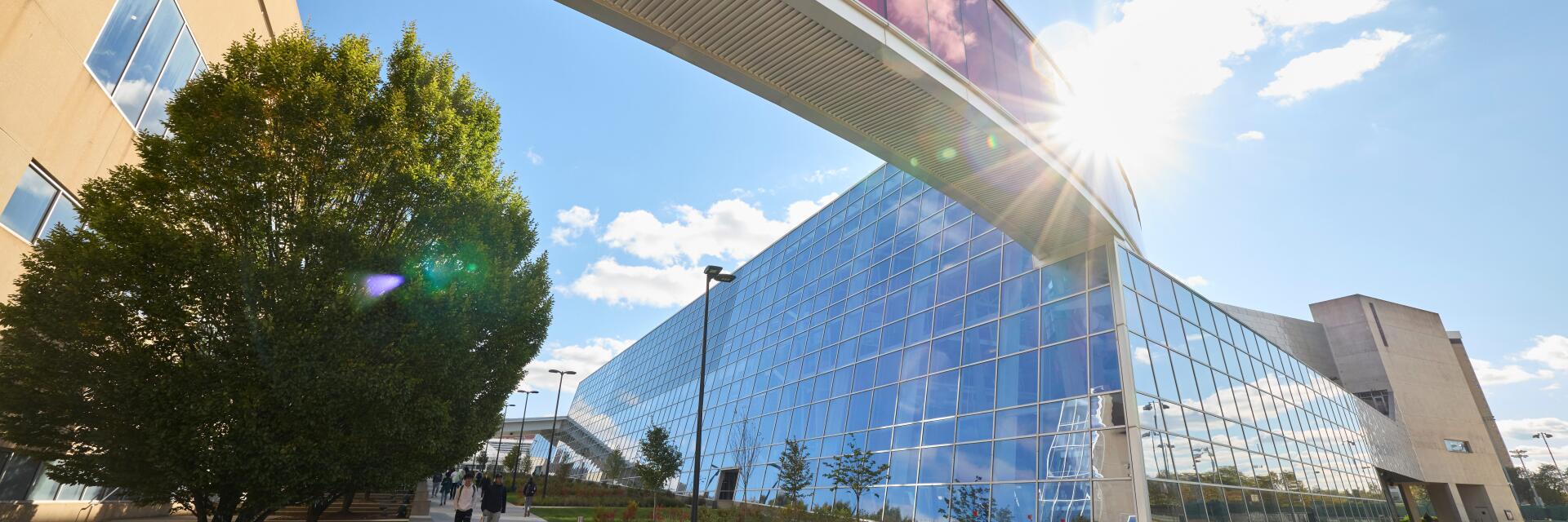 Exterior of RPAC with sun shining behind